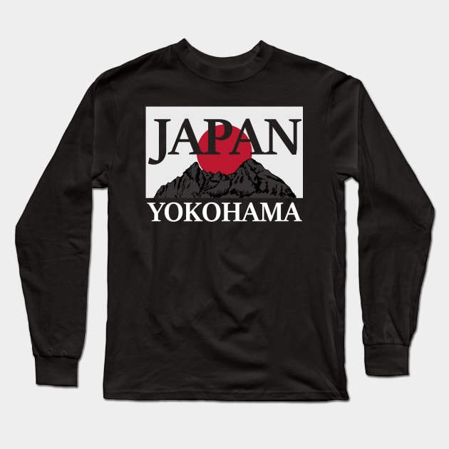 Japan Yokohama Fuji san Flagge Long Sleeve T-Shirt by Wikstroem